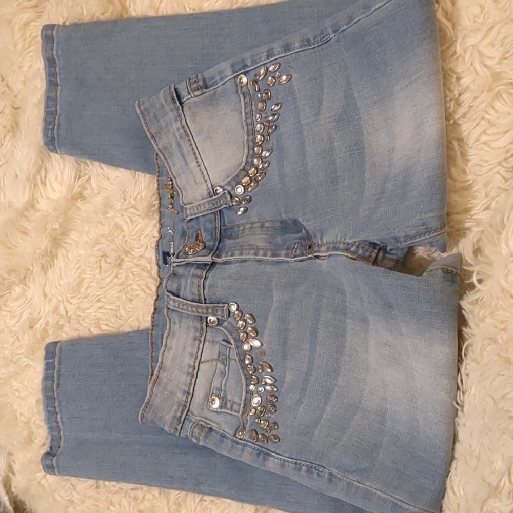 7 for all mankind distressed girls stretch denim jeans size 7 - Picture 3 of 10